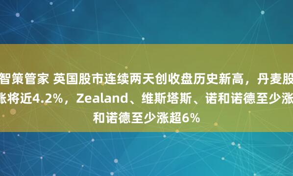 智策管家 英国股市连续两天创收盘历史新高，丹麦股市收涨将近4.2%，Zealand、维斯塔斯、诺和诺德至少涨超6%